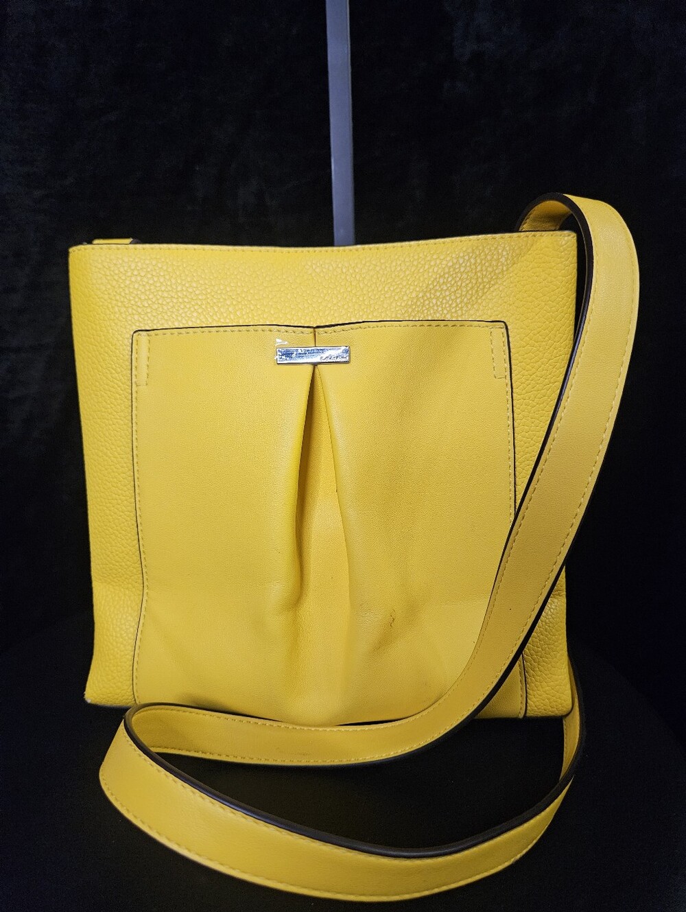 NWOT Calvin Klein Yellow Leather Nickel Messenger Crossbody Bag